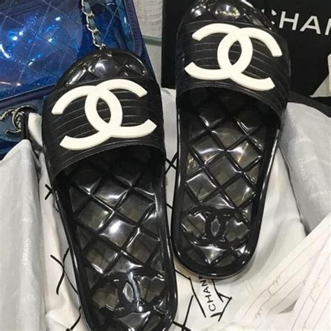 chanel jelly slides clear|Chanel jelly slides black.